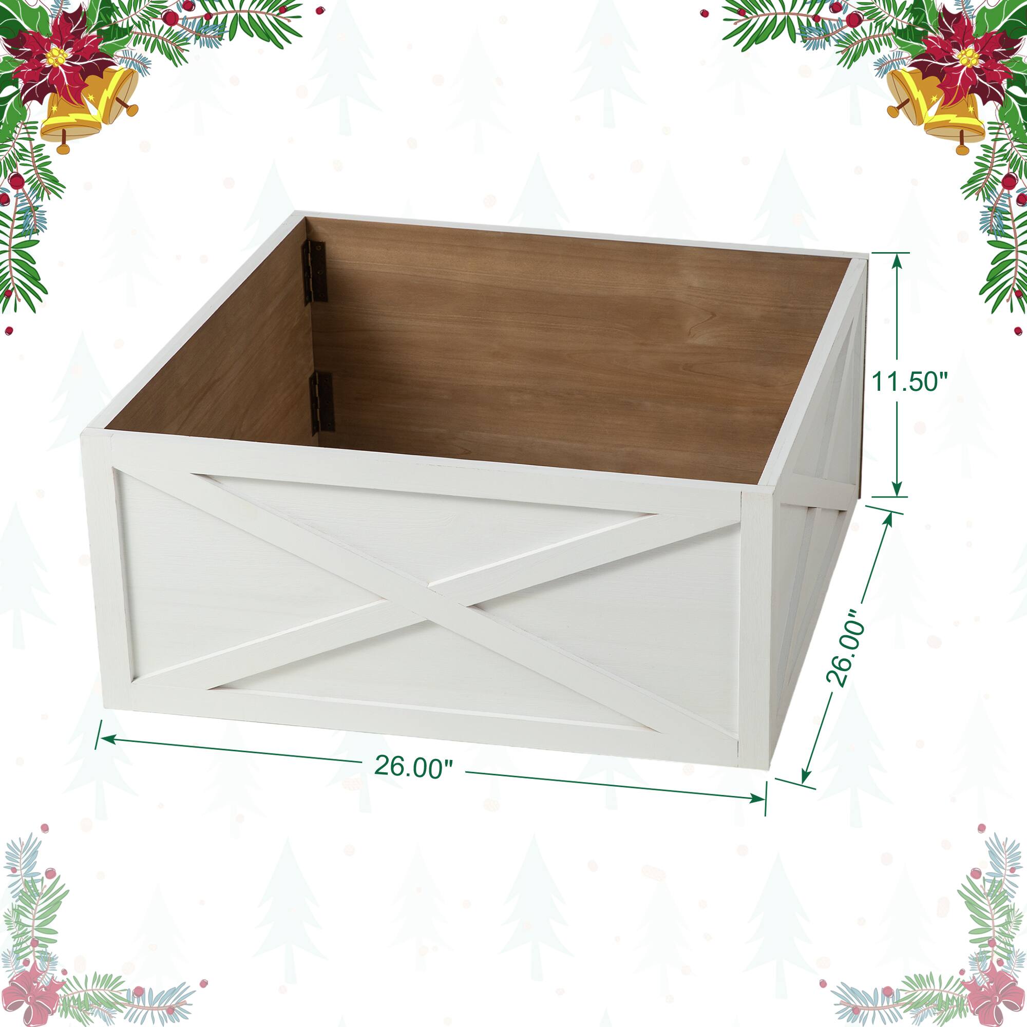 Glitzhome® Washed White Wood Tree Collar